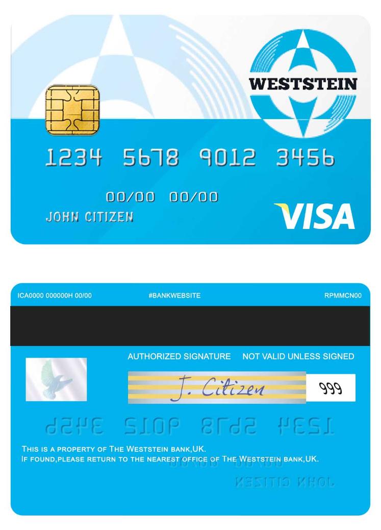 UK Weststein bank visa card